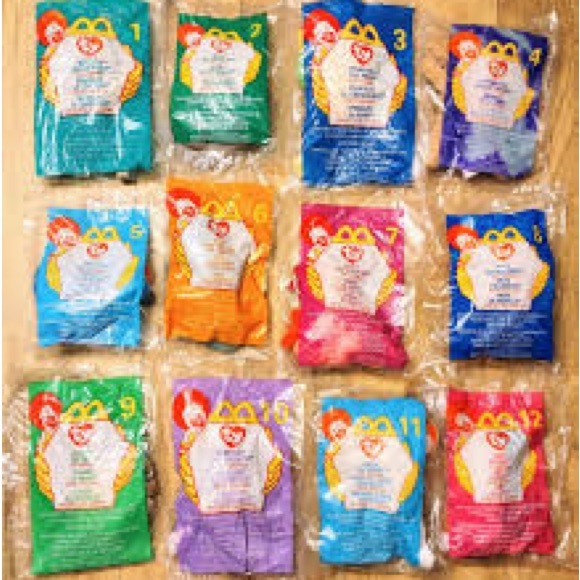 McDonald's Other - McDonald's Beanie Babies Set - Red, Blue, Purple, Orange, Yellow